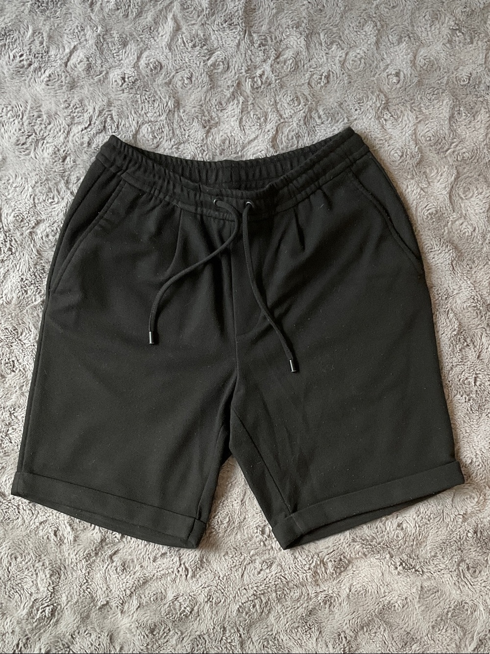 Zara Men's Black Athletic Drawstring Shorts